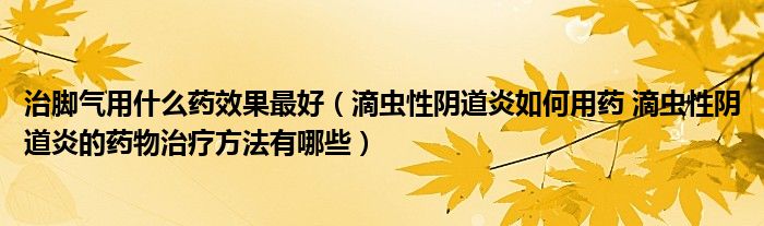 治腳氣用什么藥效果最好（滴蟲性陰道炎如何用藥 滴蟲性陰道炎的藥物治療方法有哪些）