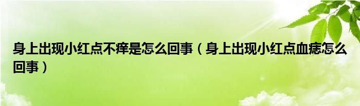 身上出現(xiàn)小紅點(diǎn)不癢是怎么回事（身上出現(xiàn)小紅點(diǎn)血痣怎么回事）