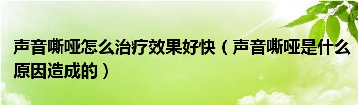 聲音嘶啞怎么治療效果好快（聲音嘶啞是什么原因造成的）