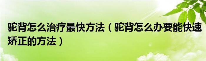 駝背怎么治療最快方法（駝背怎么辦要能快速矯正的方法）