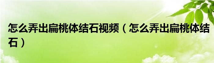 怎么弄出扁桃體結(jié)石視頻（怎么弄出扁桃體結(jié)石）