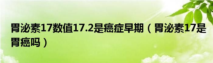 胃泌素17數值17.2是癌癥早期（胃泌素17是胃癌嗎）