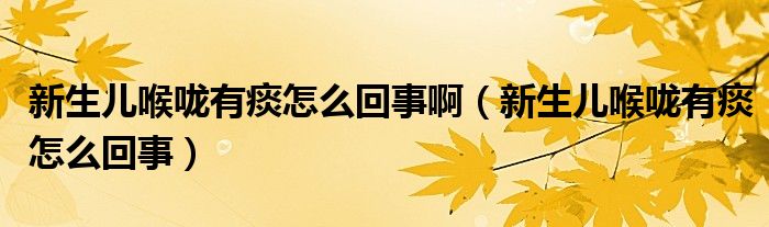 新生兒喉嚨有痰怎么回事?。ㄐ律鷥汉韲涤刑翟趺椿厥拢? /></span>
		<span id=