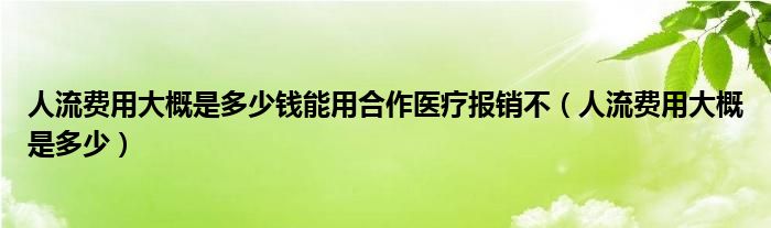 人流費(fèi)用大概是多少錢能用合作醫(yī)療報銷不（人流費(fèi)用大概是多少）