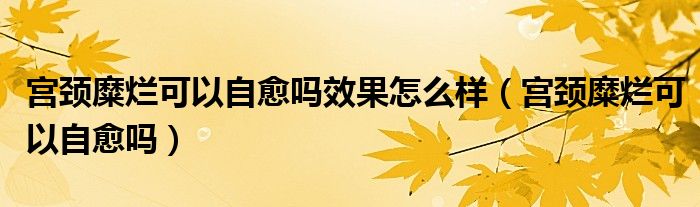 宮頸糜爛可以自愈嗎效果怎么樣（宮頸糜爛可以自愈嗎）