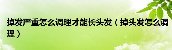 掉發(fā)嚴重怎么調(diào)理才能長頭發(fā)（掉頭發(fā)怎么調(diào)理）