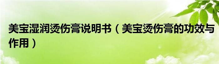 美寶濕潤(rùn)燙傷膏說明書（美寶燙傷膏的功效與作用）