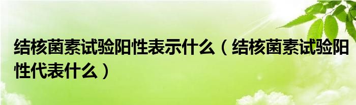 結核菌素試驗陽性表示什么（結核菌素試驗陽性代表什么）