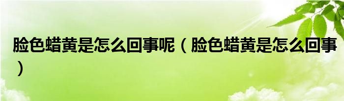 臉色蠟黃是怎么回事呢（臉色蠟黃是怎么回事）