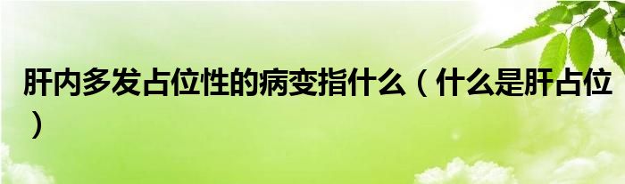 肝內(nèi)多發(fā)占位性的病變指什么（什么是肝占位）