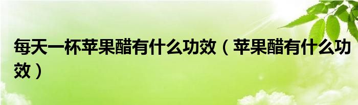 每天一杯蘋(píng)果醋有什么功效（蘋(píng)果醋有什么功效）