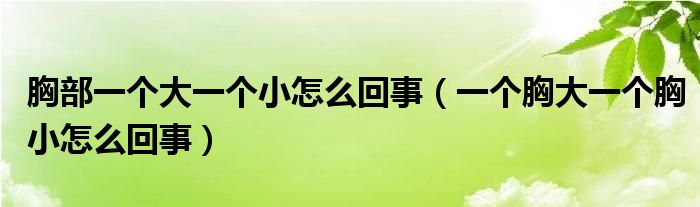 胸部一個(gè)大一個(gè)小怎么回事（一個(gè)胸大一個(gè)胸小怎么回事）