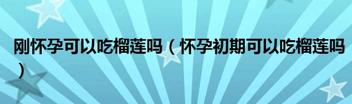 剛懷孕可以吃榴蓮嗎（懷孕初期可以吃榴蓮嗎）