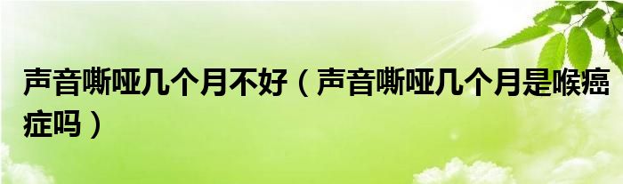 聲音嘶啞幾個月不好（聲音嘶啞幾個月是喉癌癥嗎）