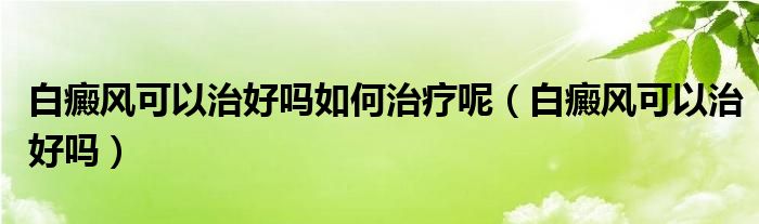 白癜風可以治好嗎如何治療呢（白癜風可以治好嗎）