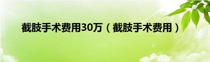 截肢手術(shù)費用30萬（截肢手術(shù)費用）