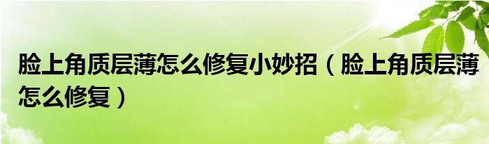 臉上角質層薄怎么修復小妙招（臉上角質層薄怎么修復）