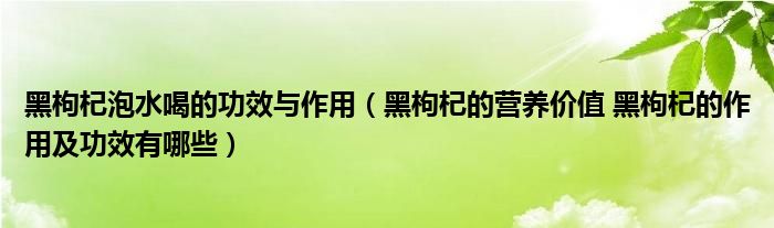 黑枸杞泡水喝的功效與作用（黑枸杞的營(yíng)養(yǎng)價(jià)值 黑枸杞的作用及功效有哪些）