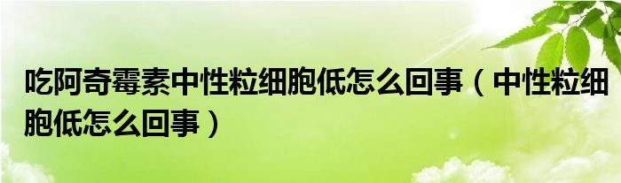 吃阿奇霉素中性粒細胞低怎么回事（中性粒細胞低怎么回事）