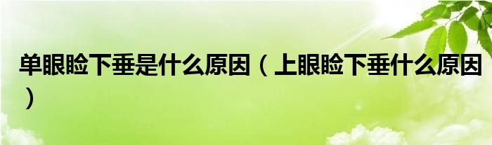 單眼瞼下垂是什么原因（上眼瞼下垂什么原因）