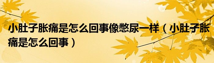 小肚子脹痛是怎么回事像憋尿一樣（小肚子脹痛是怎么回事）