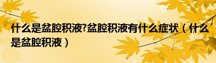 什么是盆腔積液?盆腔積液有什么癥狀（什么是盆腔積液）