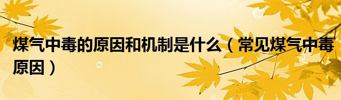 煤氣中毒的原因和機(jī)制是什么（常見(jiàn)煤氣中毒原因）