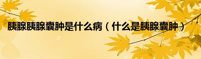 胰腺胰腺囊腫是什么?。ㄊ裁词且认倌夷[）