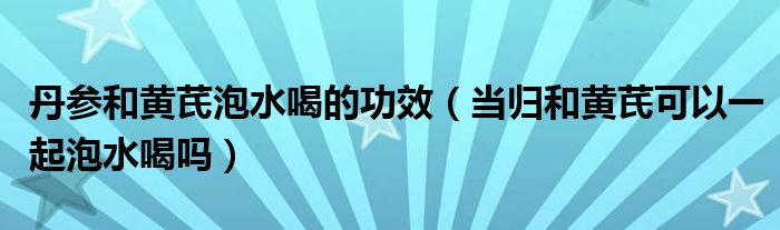 丹參和黃芪泡水喝的功效（當(dāng)歸和黃芪可以一起泡水喝嗎）