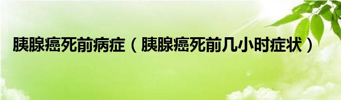 胰腺癌死前病癥（胰腺癌死前幾小時(shí)癥狀）