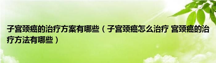 子宮頸癌的治療方案有哪些（子宮頸癌怎么治療 宮頸癌的治療方法有哪些）