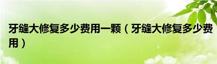 牙縫大修復(fù)多少費(fèi)用一顆（牙縫大修復(fù)多少費(fèi)用）