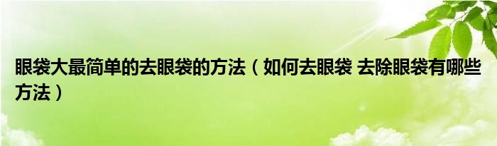 眼袋大最簡(jiǎn)單的去眼袋的方法（如何去眼袋 去除眼袋有哪些方法）