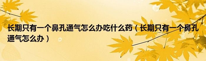 長期只有一個(gè)鼻孔通氣怎么辦吃什么藥（長期只有一個(gè)鼻孔通氣怎么辦）