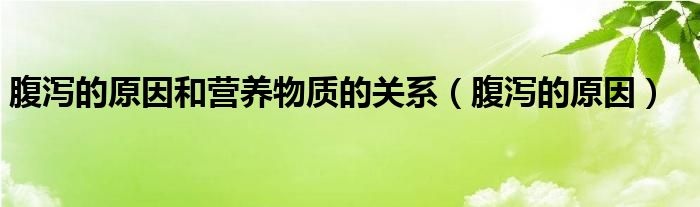 腹瀉的原因和營養(yǎng)物質(zhì)的關系（腹瀉的原因）