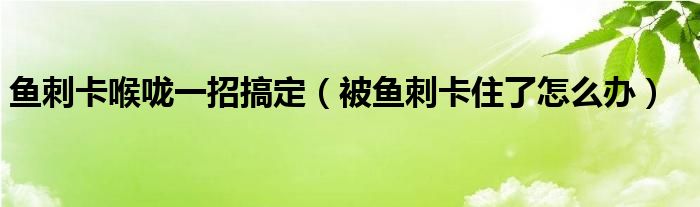 魚刺卡喉嚨一招搞定（被魚刺卡住了怎么辦）