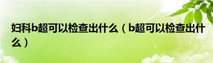 婦科b超可以檢查出什么（b超可以檢查出什么）