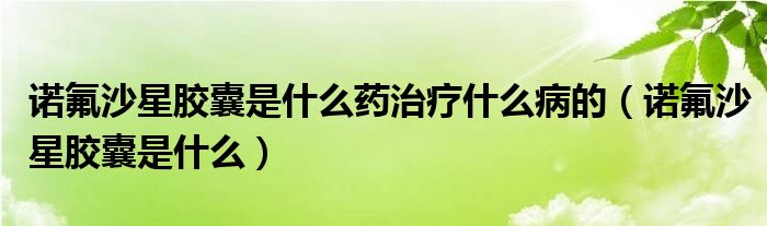 諾氟沙星膠囊是什么藥治療什么病的（諾氟沙星膠囊是什么）