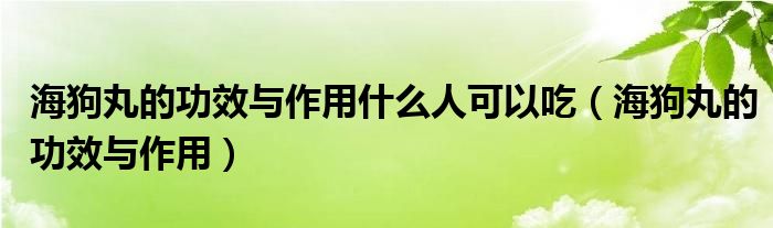 海狗丸的功效與作用什么人可以吃（海狗丸的功效與作用）