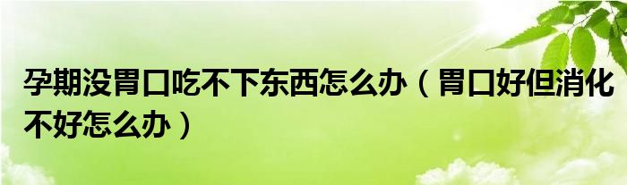 孕期沒胃口吃不下東西怎么辦（胃口好但消化不好怎么辦）