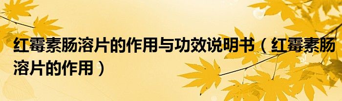 紅霉素腸溶片的作用與功效說(shuō)明書(shū)（紅霉素腸溶片的作用）