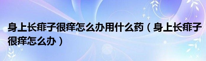 身上長痱子很癢怎么辦用什么藥（身上長痱子很癢怎么辦）