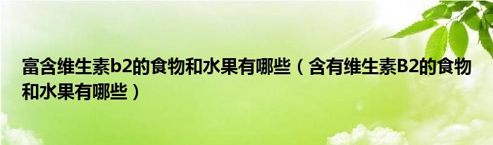 富含維生素b2的食物和水果有哪些（含有維生素B2的食物和水果有哪些）