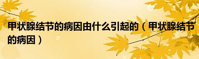 甲狀腺結(jié)節(jié)的病因由什么引起的（甲狀腺結(jié)節(jié)的病因）