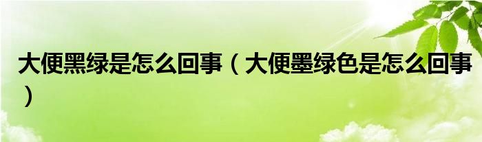 大便黑綠是怎么回事（大便墨綠色是怎么回事）