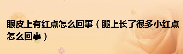 眼皮上有紅點(diǎn)怎么回事（腿上長(zhǎng)了很多小紅點(diǎn)怎么回事）