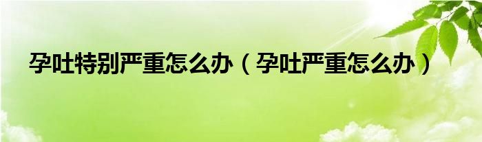 孕吐特別嚴(yán)重怎么辦（孕吐嚴(yán)重怎么辦）