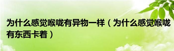 為什么感覺(jué)喉嚨有異物一樣（為什么感覺(jué)喉嚨有東西卡著）