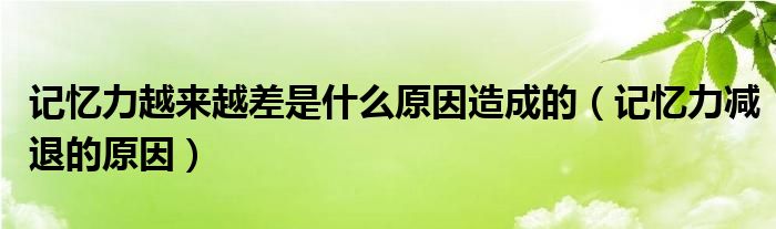 記憶力越來越差是什么原因造成的（記憶力減退的原因）