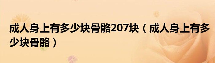 成人身上有多少塊骨骼207塊（成人身上有多少塊骨骼）